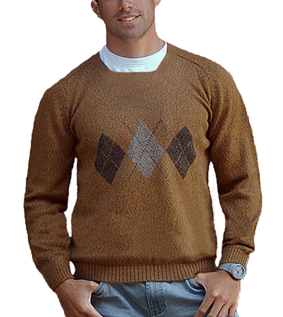 Royal Alpaca Crewneck Sweater Pullover_ Dark brown_ diamonds_AMZN1_sddd