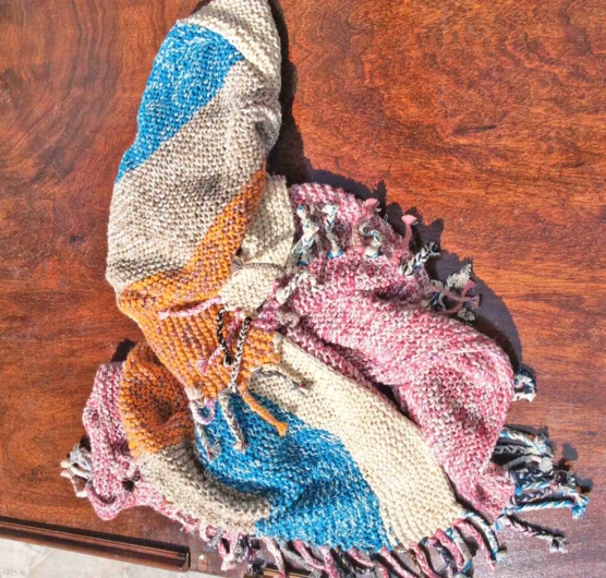 Royal Alpaca throw blanket Crochet Muti stripes AMZN1 sd2